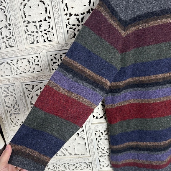 Vintage Lauren Ralph Lauren 100% Lambswool Striped Colorful Mockneck Sweater - Picture 4 of 7